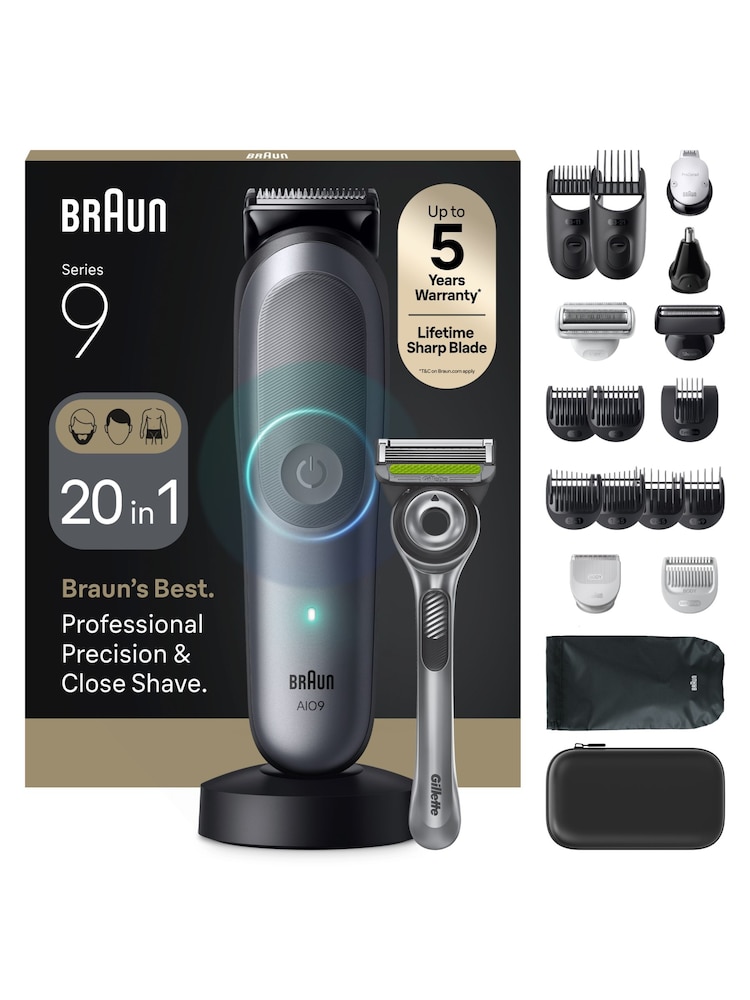 Braun Grey All-in-One Series 9, 20in1 Grooming Kit, ProBlade, Body Gentle Mode, AIO9540 - Image 1 of 7