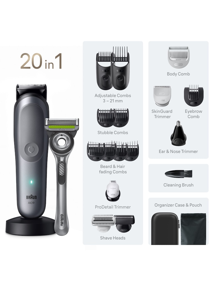 Braun Grey All-in-One Series 9, 20in1 Grooming Kit, ProBlade, Body Gentle Mode, AIO9540 - Image 7 of 7
