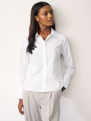 White Fitted Collared Long Sleeve Shirts 2 Pack - Image 1 of 7