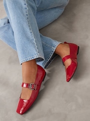 Red Forever Comfort Square Toe Eyelet Mary Jane Shoes - Image 1 of 10