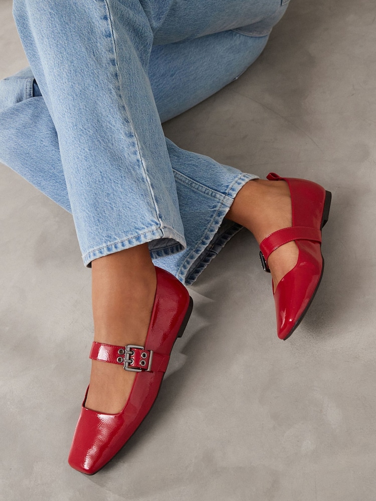 Red Forever Comfort Square Toe Eyelet Mary Jane Shoes - Image 1 of 10