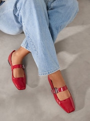 Red Forever Comfort Square Toe Eyelet Mary Jane Shoes - Image 2 of 10