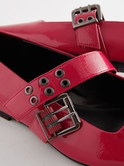 Red Forever Comfort Square Toe Eyelet Mary Jane Shoes - Image 9 of 10