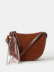 Accessorize Brown Faux Suede Scarf Crossbody Bag - Image 1 of 3