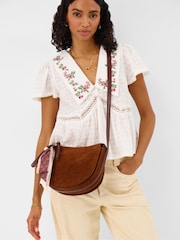 Accessorize Brown Faux Suede Scarf Crossbody Bag - Image 3 of 3