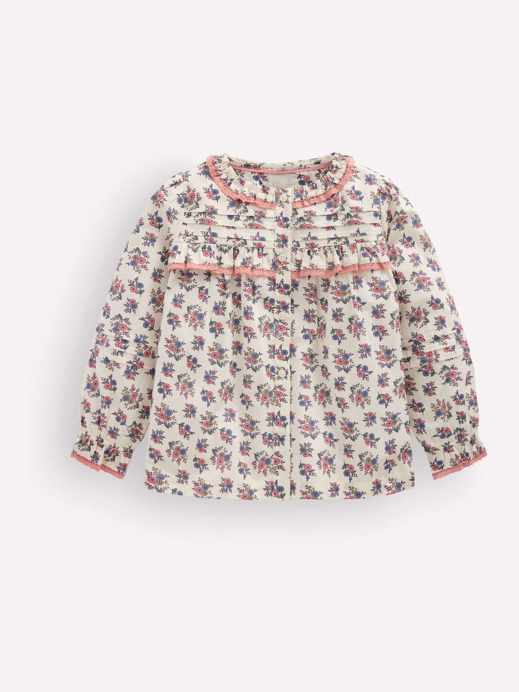 Boden Girls White Frill Button Through Woven Top - Size 10-11 Years - Image 2