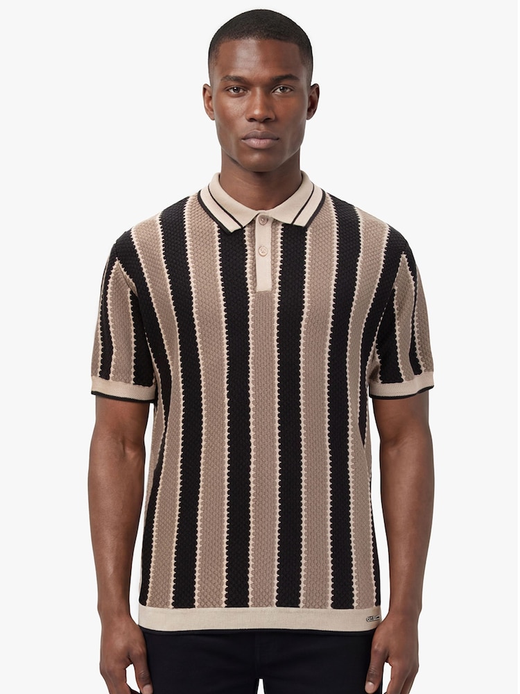 Luke 1977 Black Castletown Knitted Polo Shirt - Image 1 of 5 Luke 1977 Black Castletown Knitted Polo Shirt - Image 1 of 5