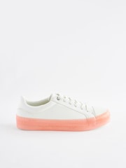White Forever Comfort Pink Sole Lace Up Trainers - Image 2 of 6