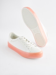 White Forever Comfort Pink Sole Lace Up Trainers - Image 3 of 6