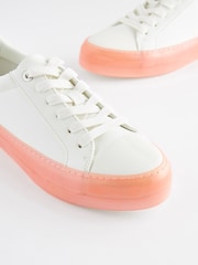White Forever Comfort Pink Sole Lace Up Trainers - Image 5 of 6