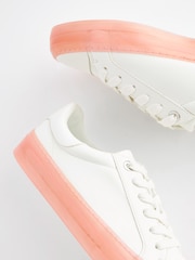 White Forever Comfort Pink Sole Lace Up Trainers - Image 6 of 6
