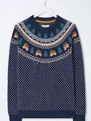 FatFace Blue Christmas Van Fairisle Jumper - Image 7 of 7