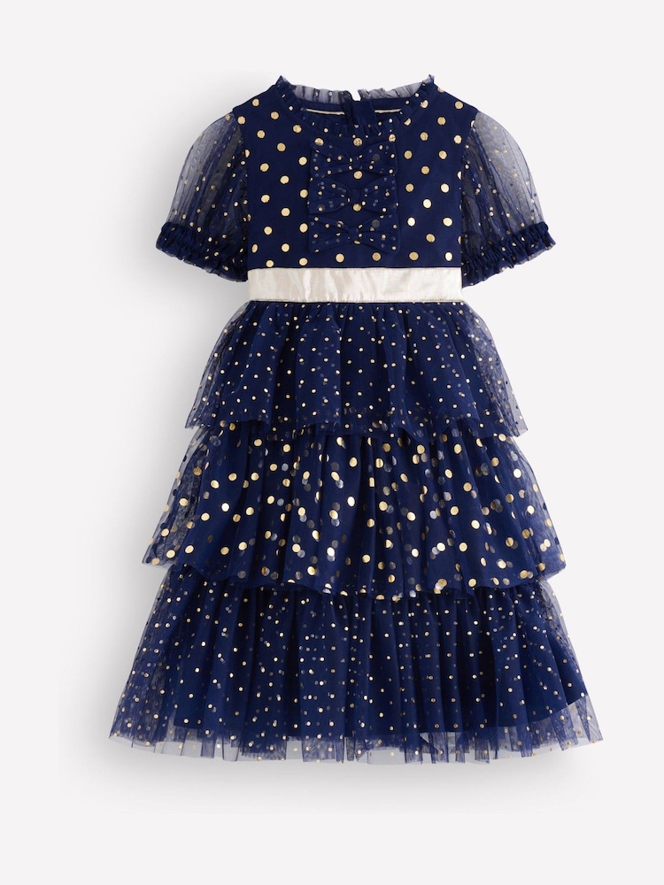 Azul - Vestido de fiesta metalizado de tul de Boden - Imagen 1 de 3