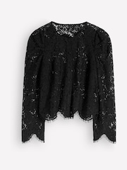 Boden Black Lace Puff Sleeve Top - Image 6 of 6