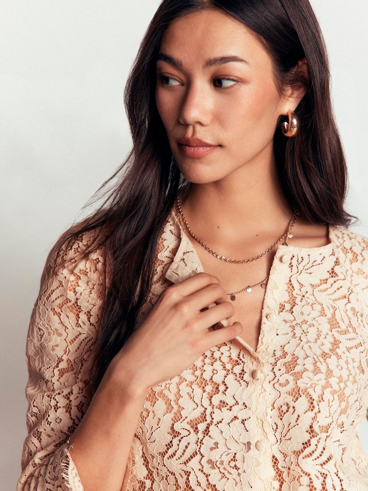 Boden Cream Lace Puff Sleeve Top - Image 2 of 5 Boden Cream Lace Puff Sleeve Top - Image 2 of 5