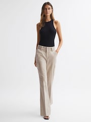 Reiss Vintage Warm Sand Dion Paige Flared Cargo Trousers - Image 1 of 4