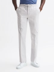 Reiss Ice Grey Hatfield Technical Drawstring Slim Fit Trousers - Image 1 of 4