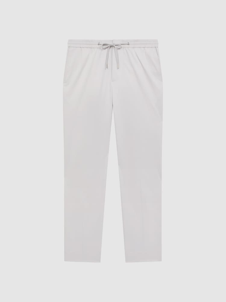 Reiss Ice Grey Hatfield Technical Drawstring Slim Fit Trousers - Image 2 of 4
