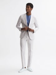 Reiss Ice Grey Hatfield Technical Drawstring Slim Fit Trousers - Image 3 of 4