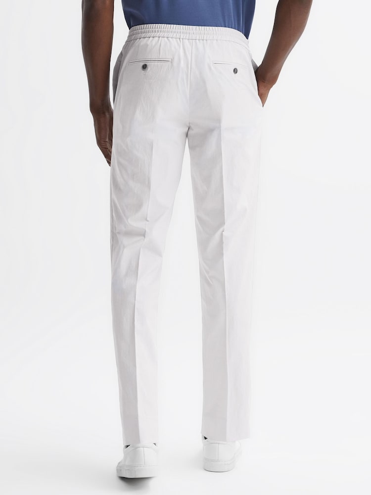 Reiss Ice Grey Hatfield Technical Drawstring Slim Fit Trousers - Image 4 of 4