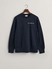 GANT Evening Blue Printed Graphic Crew Neck Sweatshirt - Image 4 of 7