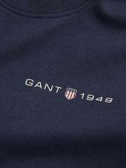 GANT Evening Blue Printed Graphic Crew Neck Sweatshirt - Image 7 of 7
