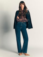 Көк - Boden Ruched Neck Long Sleeve T-Shirt - 5суретінің 1 суреті