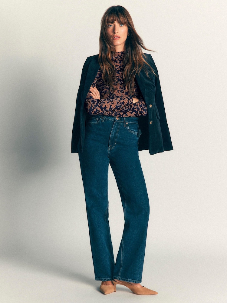 Көк - Boden Ruched Neck Long Sleeve T-Shirt - 5суретінің 1 суреті