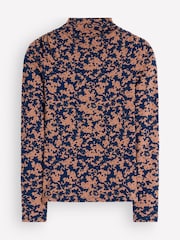 Көк - Boden Ruched Neck Long Sleeve T-Shirt - 5суретінің 5 суреті