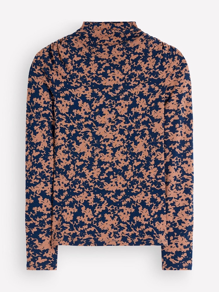 Көк - Boden Ruched Neck Long Sleeve T-Shirt - 5суретінің 5 суреті