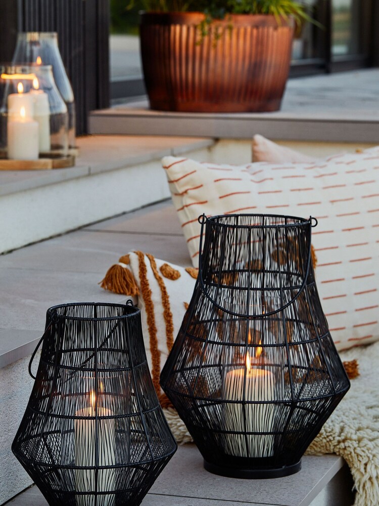 Ivyline Black Garden Portofino Curve Wirework Lantern - Image 1 of 4