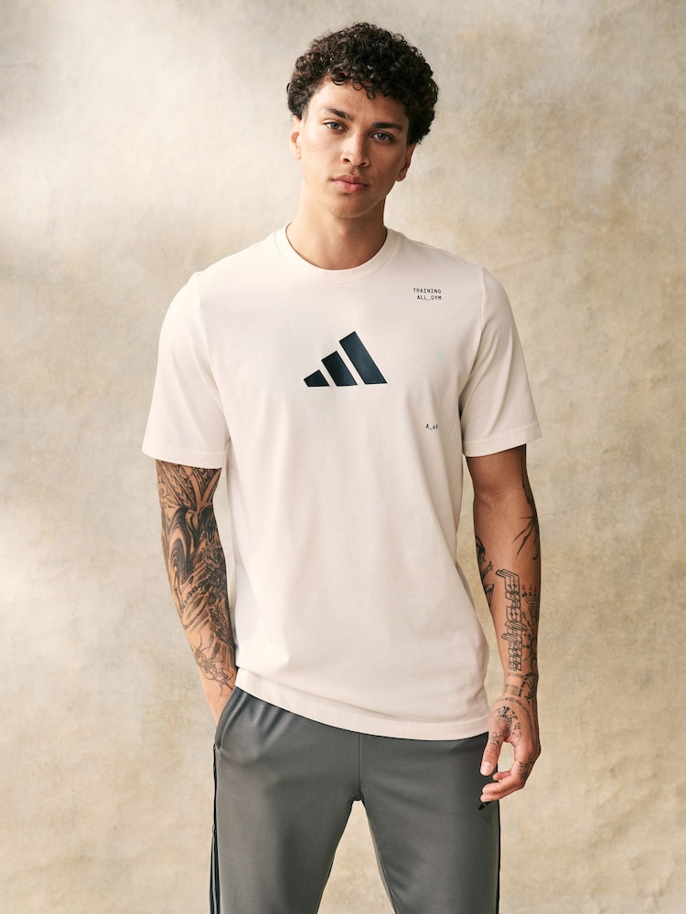 adidas Brown All Gym Graphic T-Shirt - Image 2 of 5 adidas Brown All Gym Graphic T-Shirt - Image 2 of 5