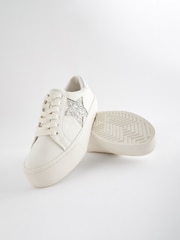 White/Silver Forever Comfort® Patent Chunky Star Lace-Up Trainers - Image 3 of 5