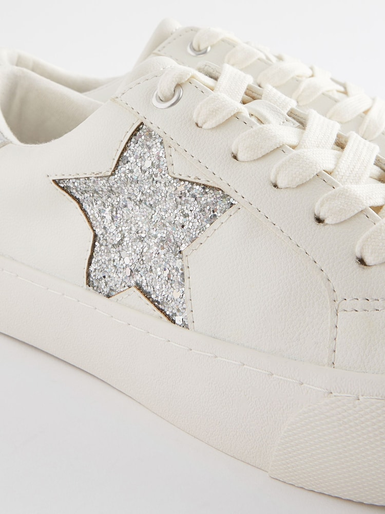 White/Silver Forever Comfort® Patent Chunky Star Lace-Up Trainers - Image 5 of 5