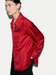 أحمر - Jigsaw Silk Twill Relaxed Shirt - صورة 4 من 5