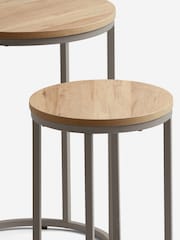 Light Bronx Oak Effect Round Set of 2 Nest of Tables - Image 2 of 6