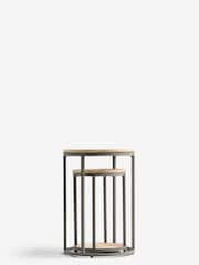 Light Bronx Oak Effect Round Set of 2 Nest of Tables - Image 6 of 6