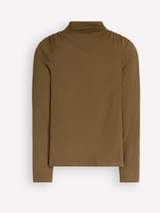 Жасыл - Boden Ruched Neck Long Sleeve T-Shirt - 5суретінің 5 суреті