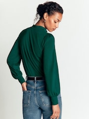 Boden Green Isla Funnel Neck Button Blouse - Image 3 of 4
