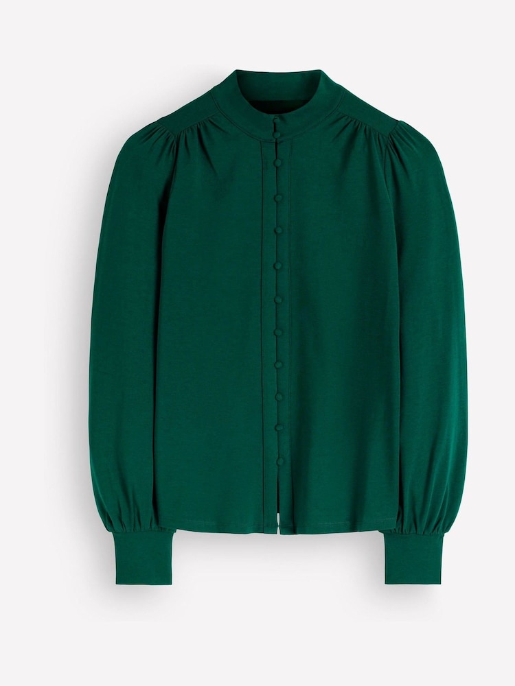 Boden Green Isla Funnel Neck Button Blouse - Image 4 of 4