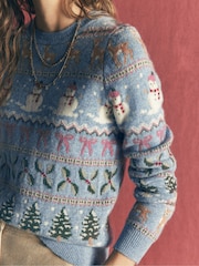 أزرق - كنزة Edie Fairisle من Boden - صورة 2 من 6