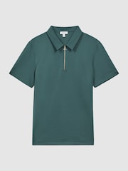 Reiss Emerald Floyd Slim Fit Half-Zip Polo Shirt - Image 2 of 4