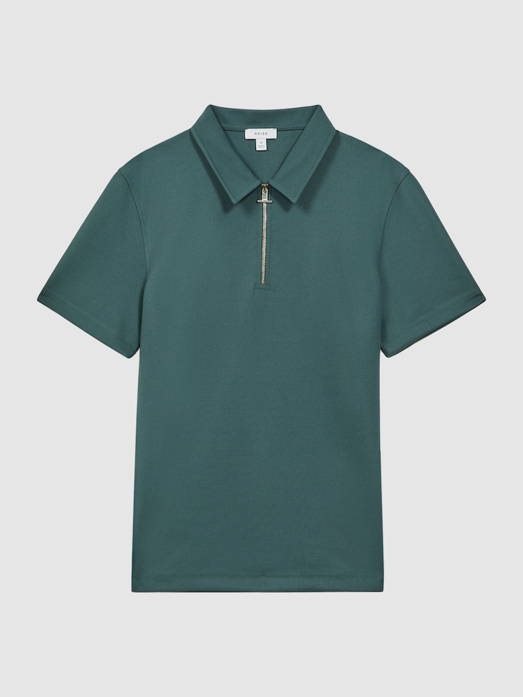 Reiss Emerald Floyd Slim Fit Half-Zip Polo Shirt - Image 2 of 4