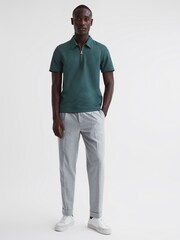 Reiss Emerald Floyd Slim Fit Half-Zip Polo Shirt - Image 3 of 4