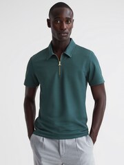 Reiss Emerald Floyd Slim Fit Half-Zip Polo Shirt - Image 4 of 4