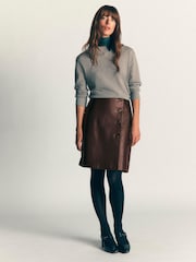 Boden Brown Evelyn Leather Wrap Skirt - Image 1 of 5