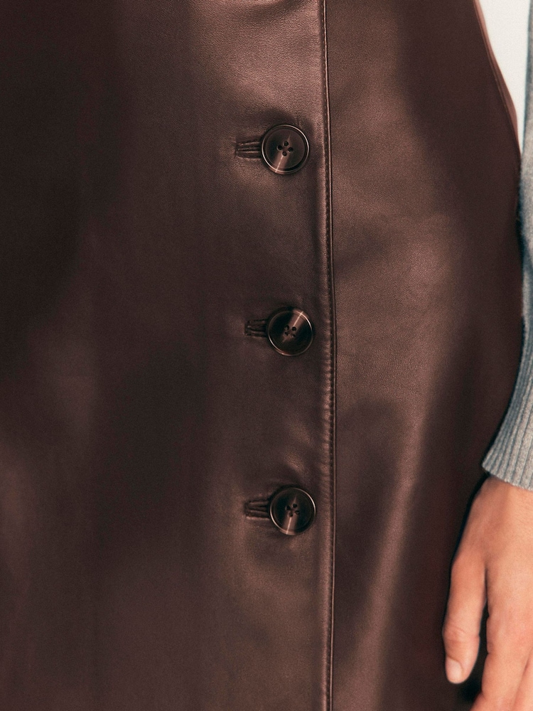 Boden Brown Evelyn Leather Wrap Skirt - Image 2 of 5 Boden Brown Evelyn Leather Wrap Skirt - Image 2 of 5