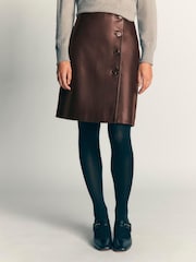 Boden Brown Evelyn Leather Wrap Skirt - Image 4 of 5