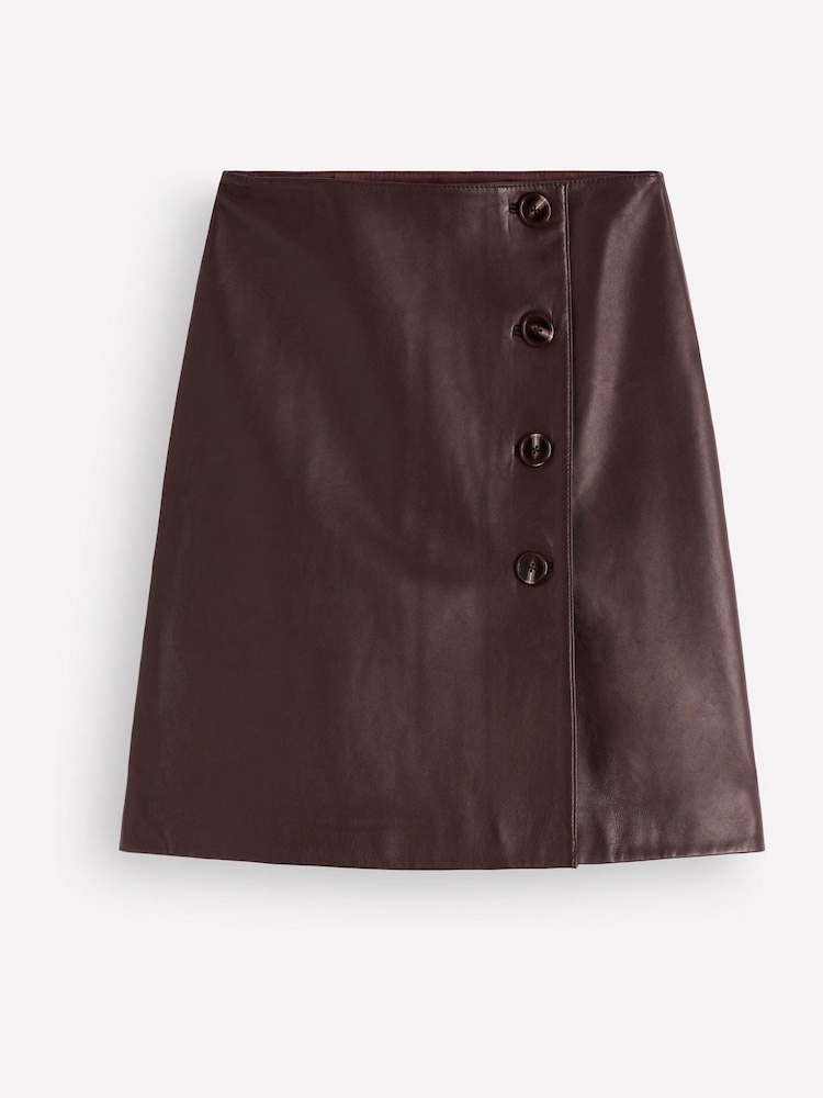 Boden Brown Evelyn Leather Wrap Skirt - Image 5 of 5 Boden Brown Evelyn Leather Wrap Skirt - Image 5 of 5