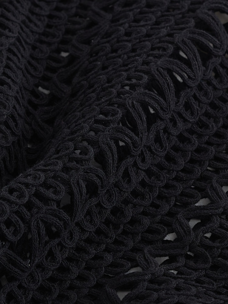 Black Crochet Fringe Midi Sleeveless Dress - Image 5 of 5